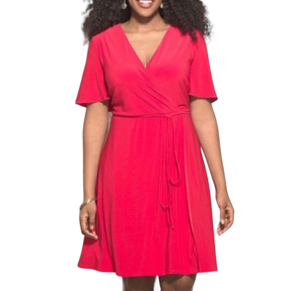 Ashley Graham Beyond Red Wrap Style Dress 1X